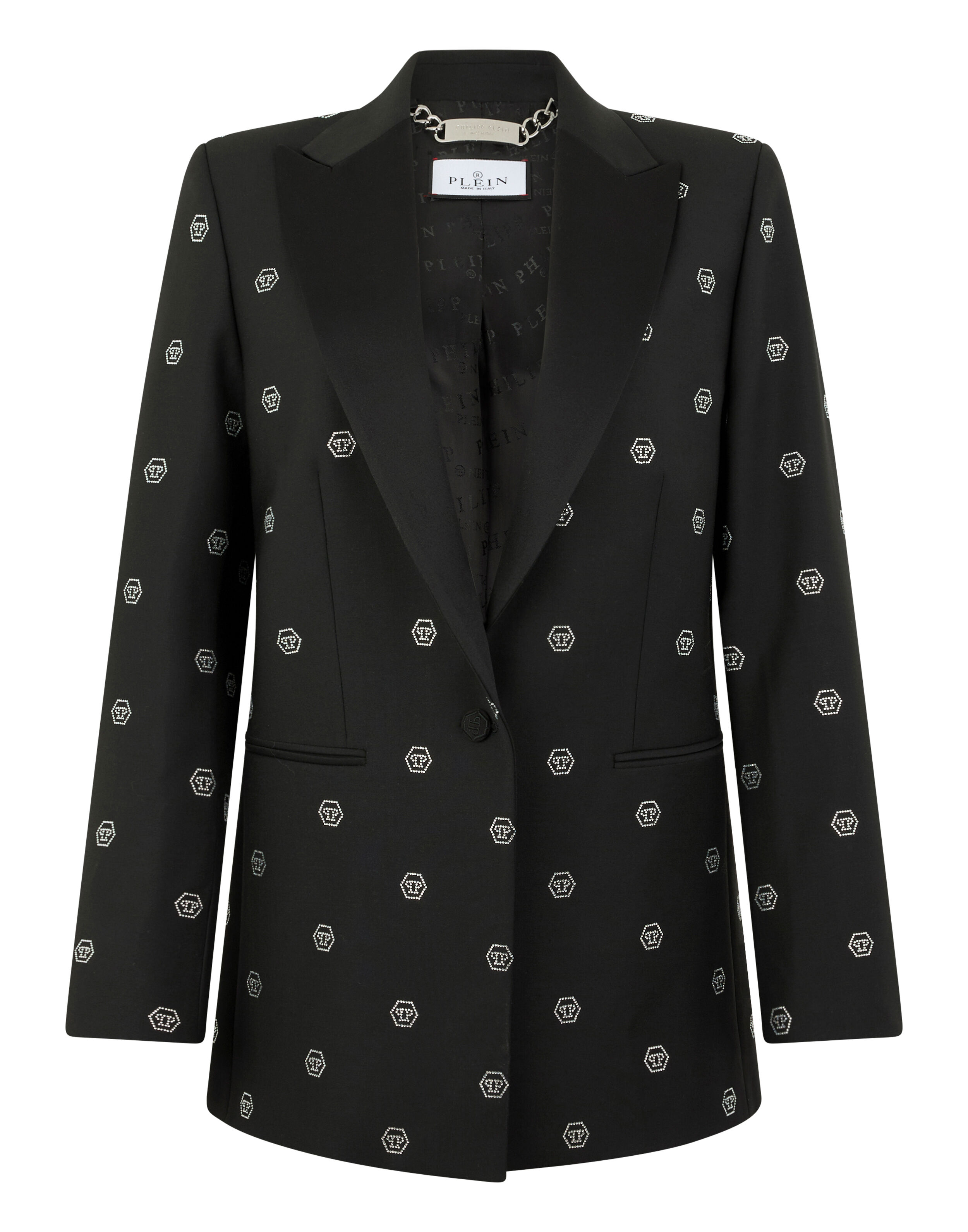 Blazer com Corte Boyfriend Monograma Strass Monograma