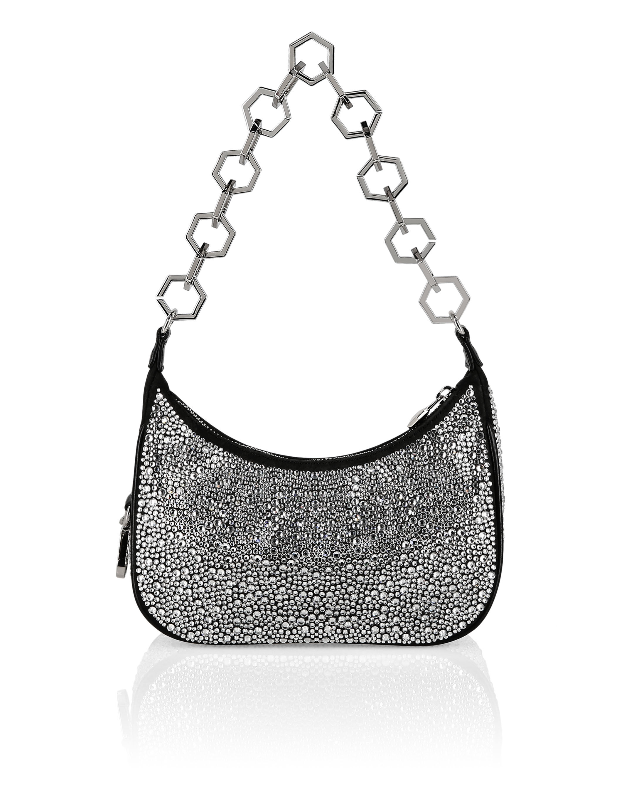 Bolsa de Ombro em Couro com Cristal