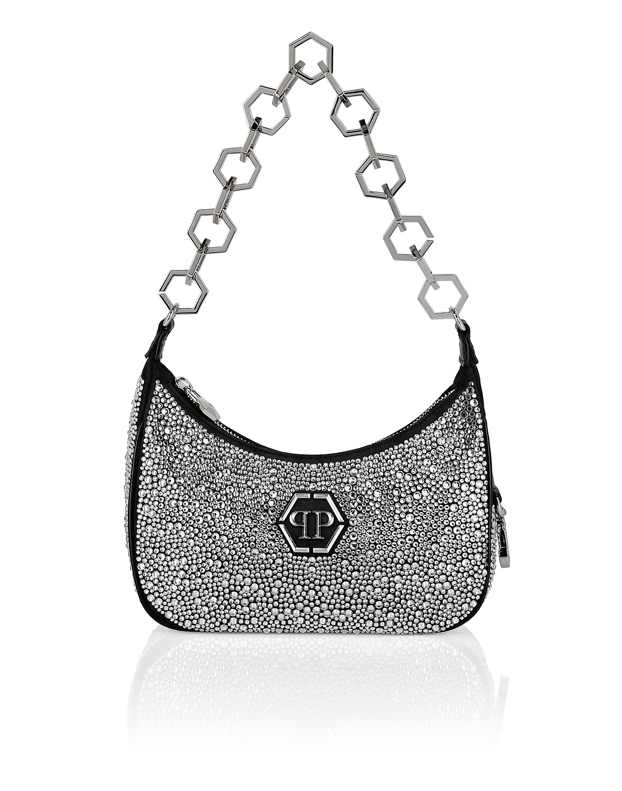 Bolsa de Ombro em Couro com Cristal