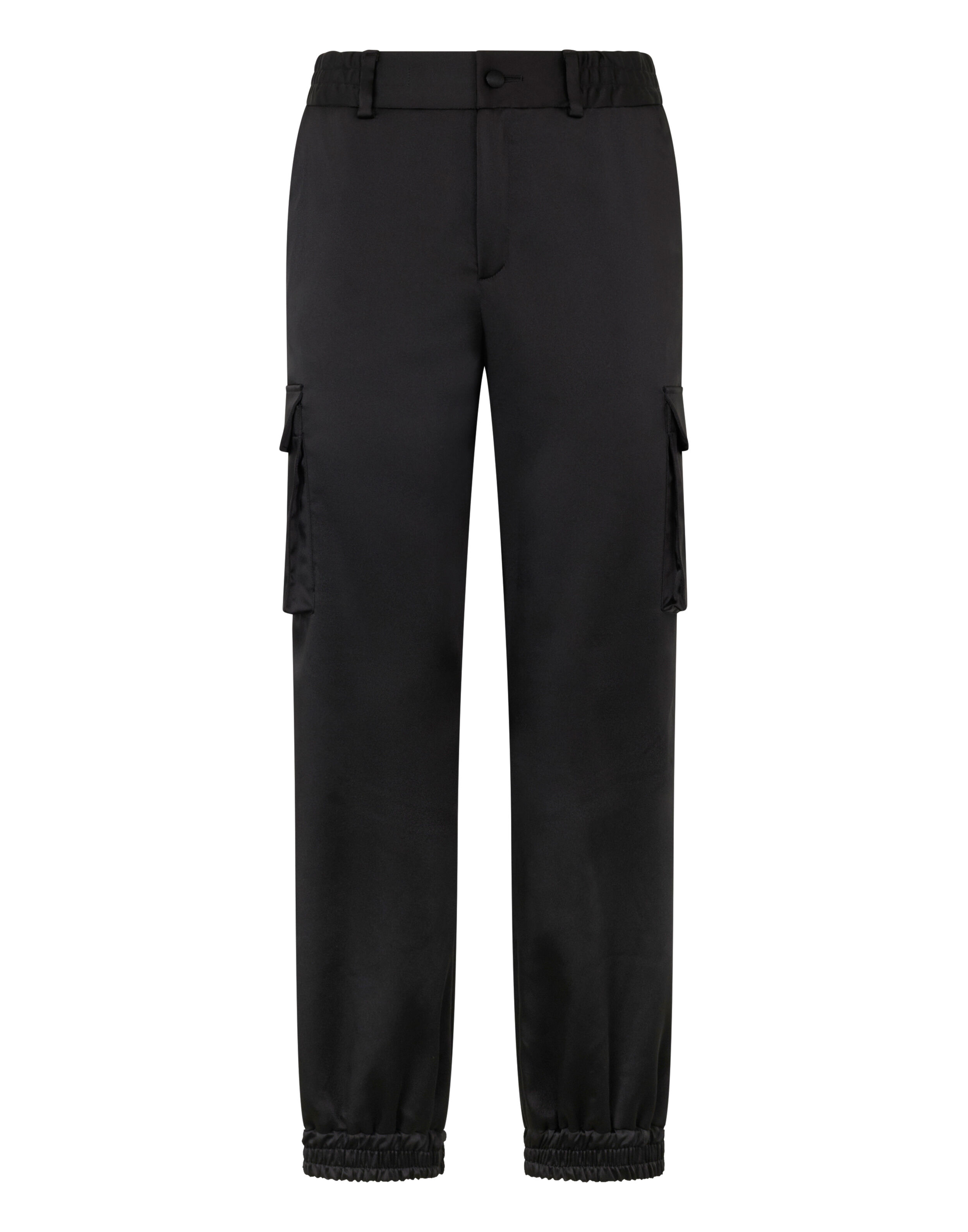Calças Cargo com Corte Ajustado em Satin com Cordão