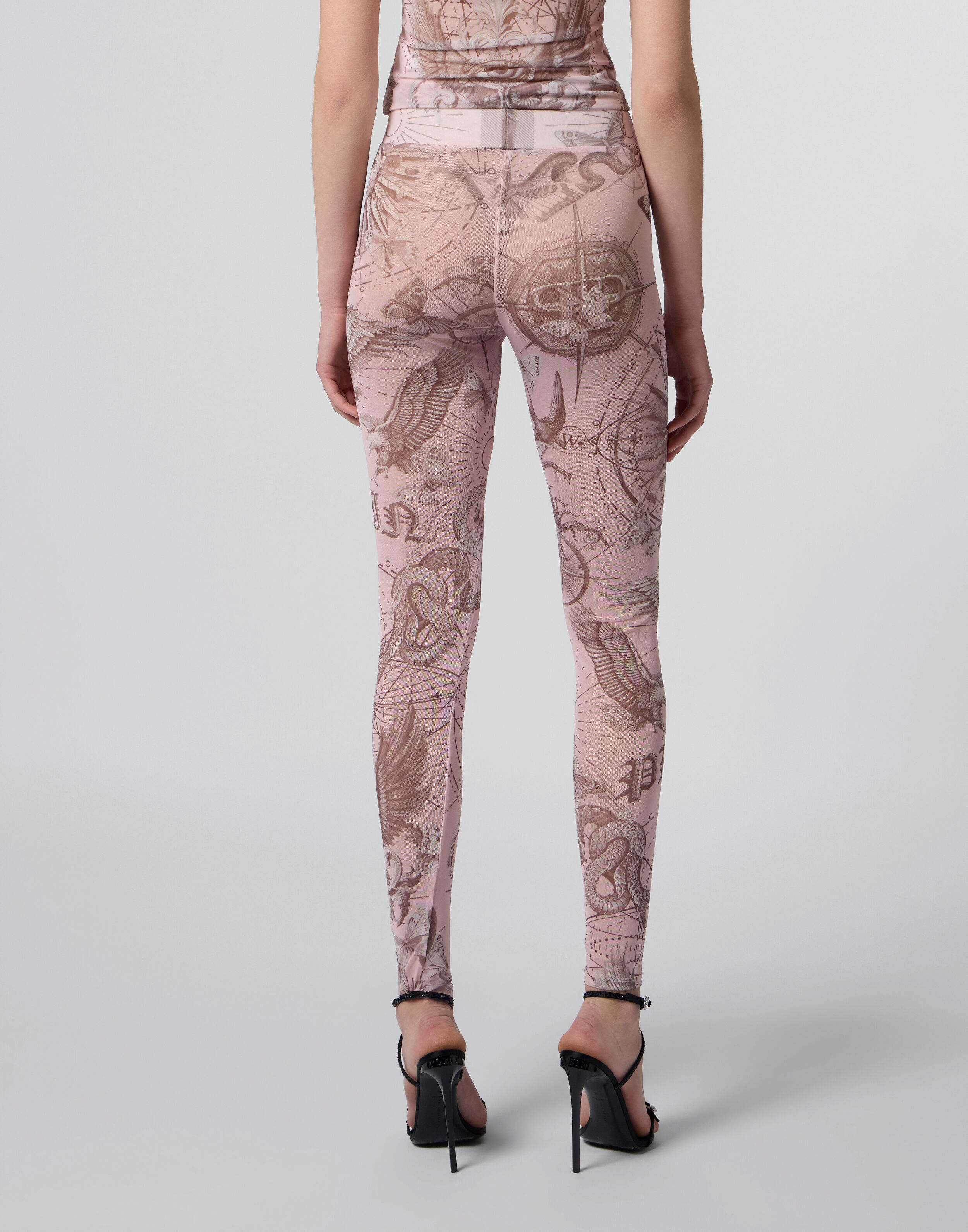 Leggings de Tule com Tattoo de Borboleta