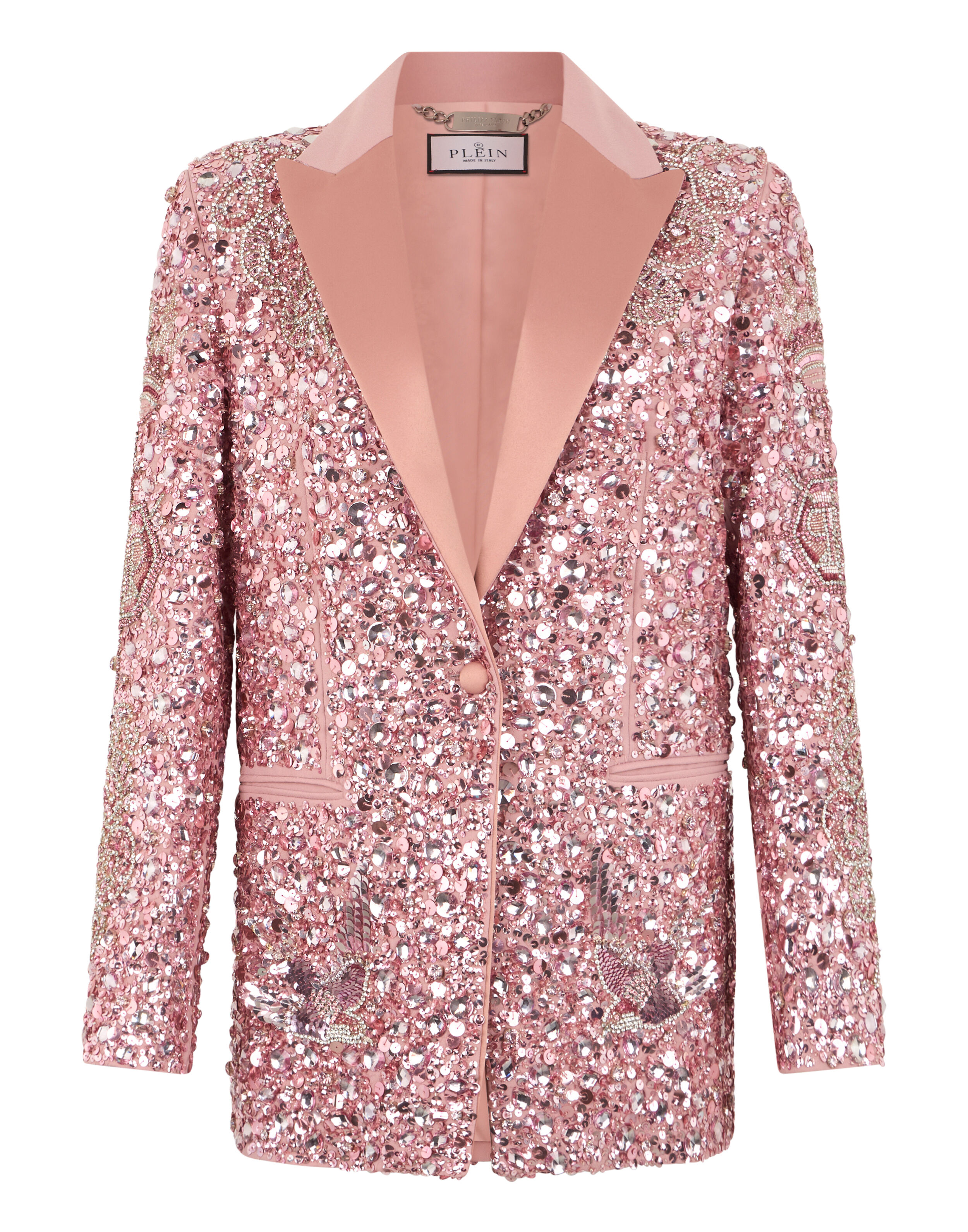 Blazer com Estilo Boyfriend com Tatuagem de Borboleta e Pailas