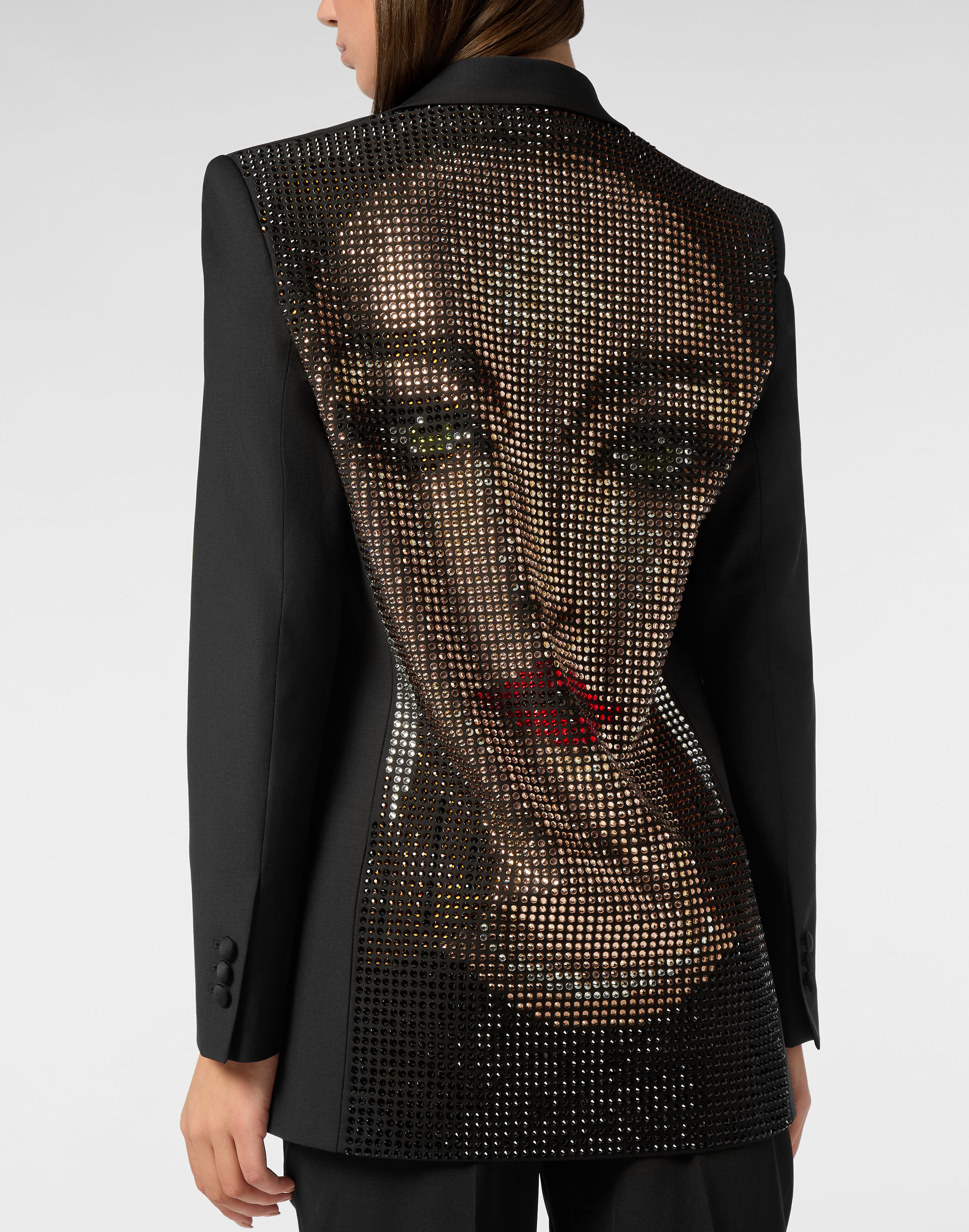 Blazer de Lã Estilo Namorado com Strass no Rosto