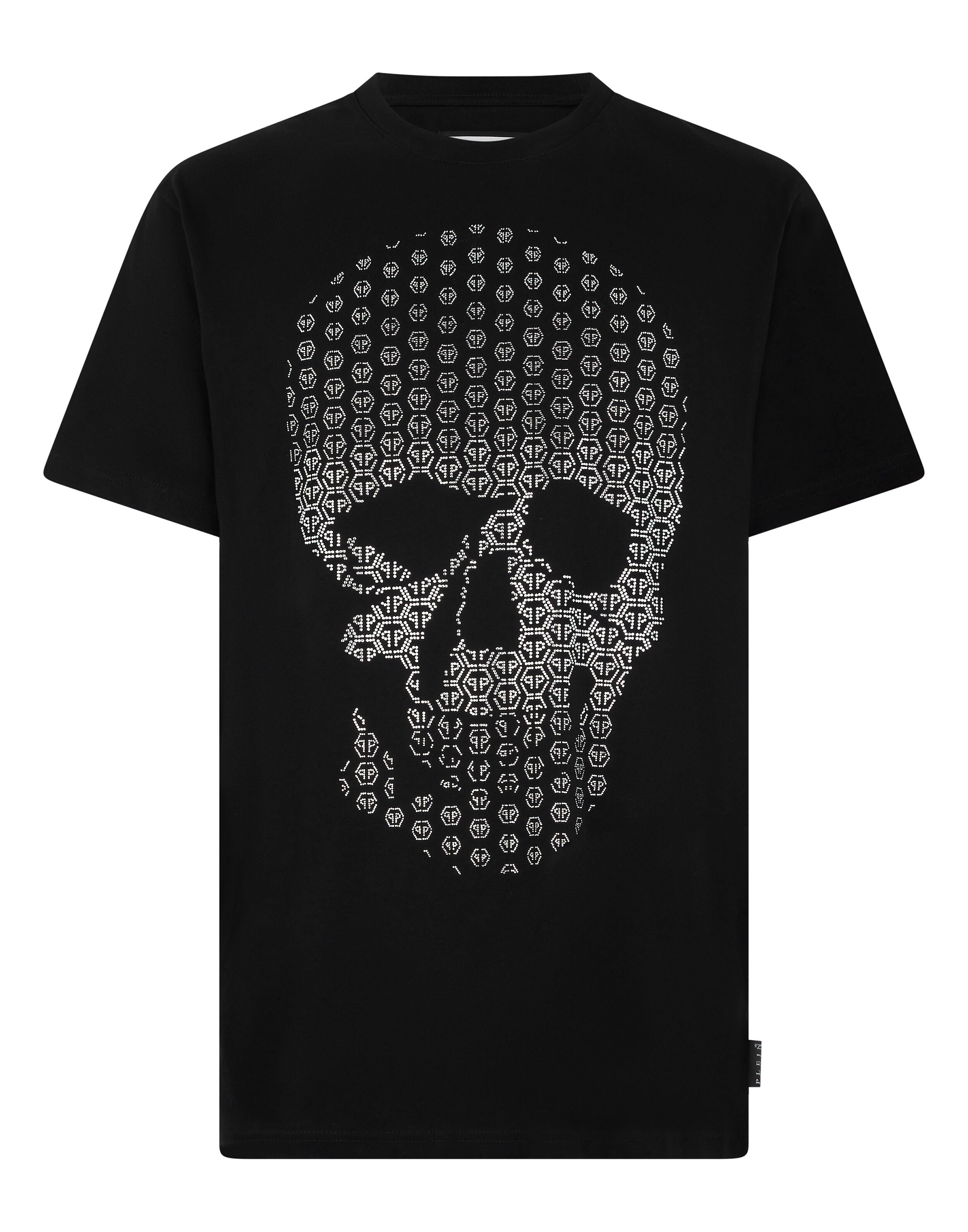 Camiseta Redonda com Estampa de Caveira Strass