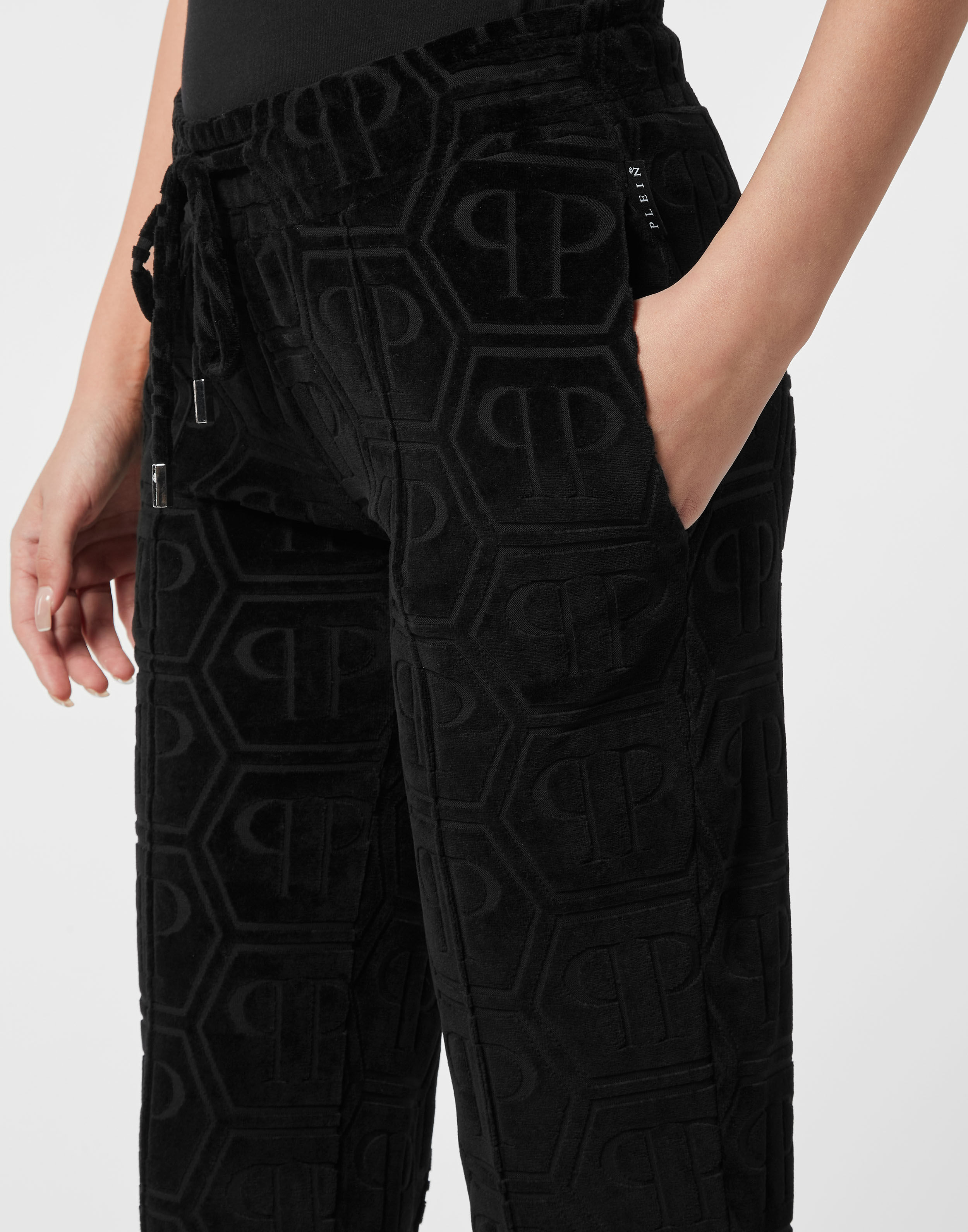 Calças de Corrida com Abertura em Jacquard com Monograma
