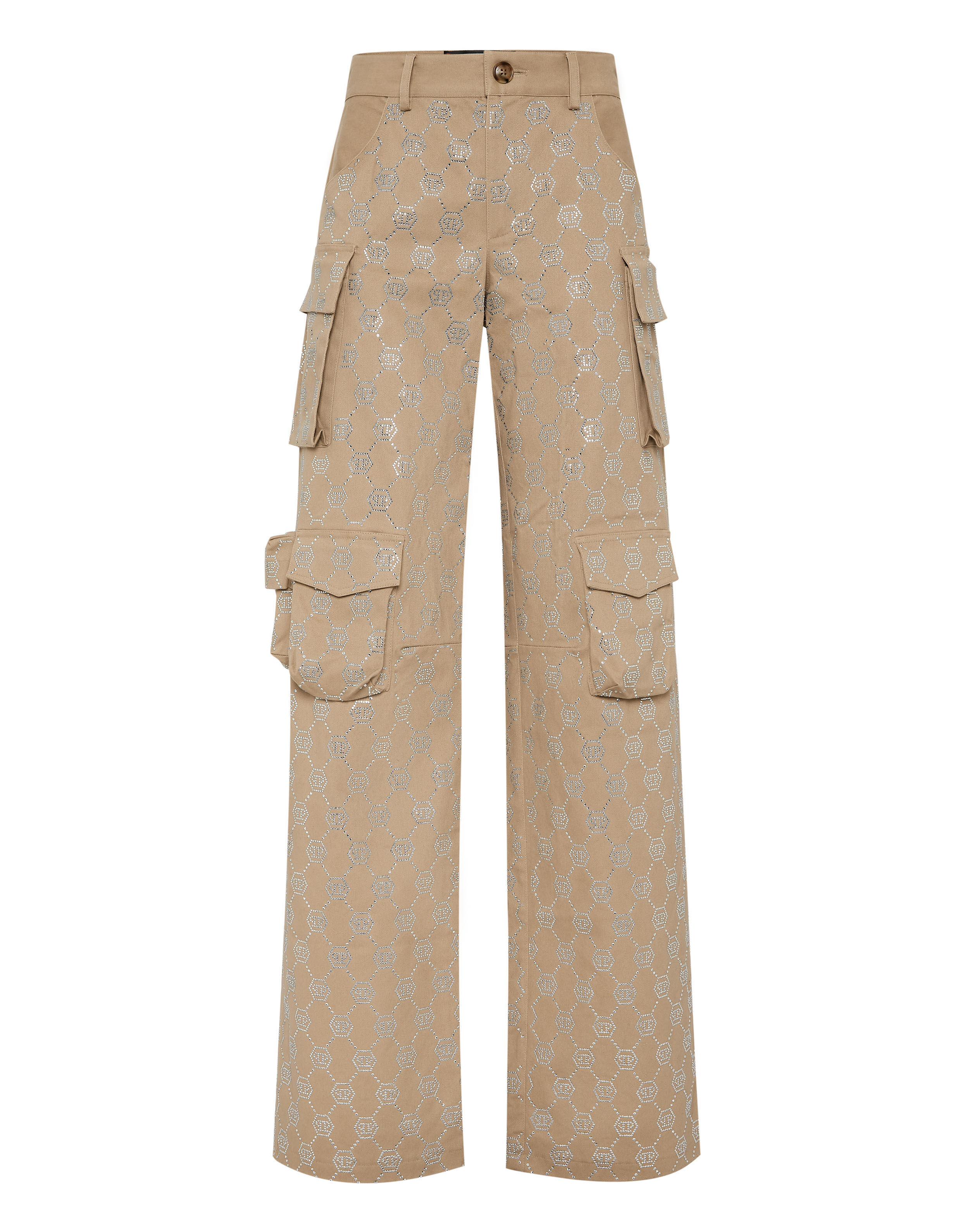 Calças Compridas Cargo Fit Strass Monogram