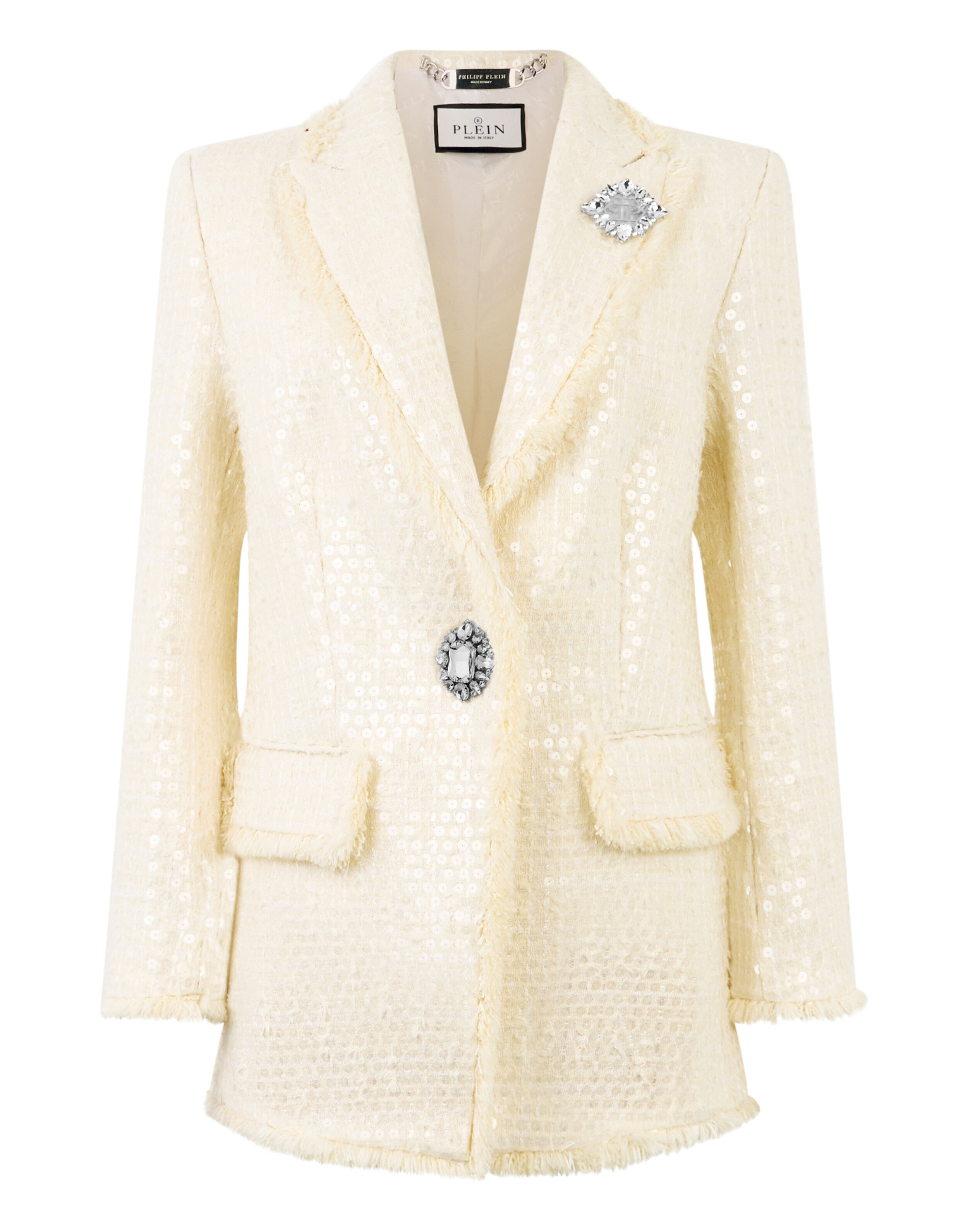 Jaqueta Tweed Estilo Boyfriend com Pailas