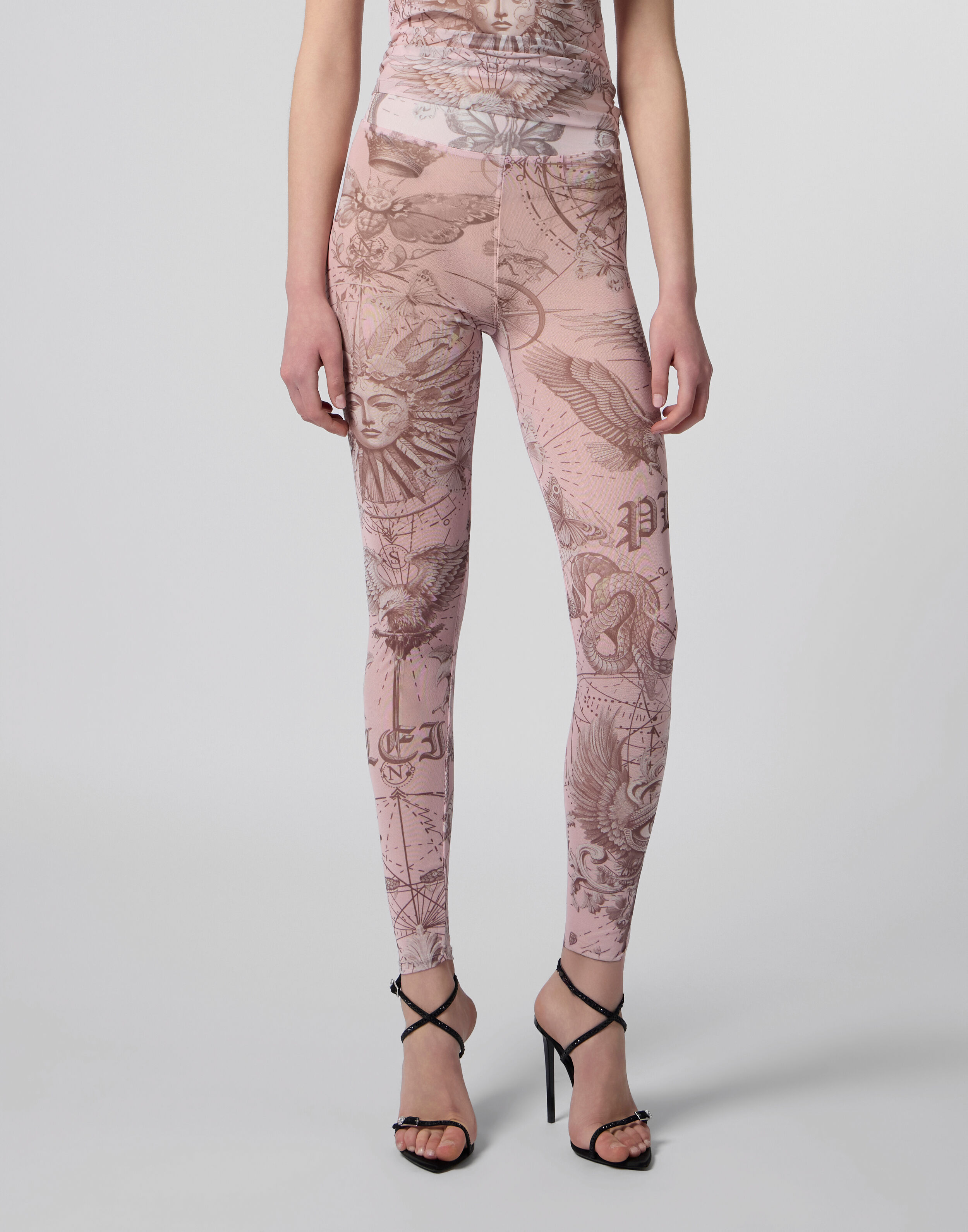 Leggings de Tule com Tattoo de Borboleta